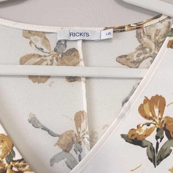 White & Yellow Floral Waist Tie Top - Picture 4 of 5